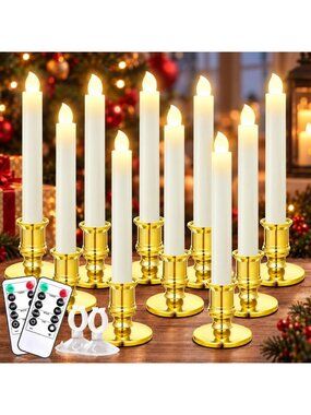 10 Pack Battery Operated Window Candles with Remote & Timer - Perfect Holiday